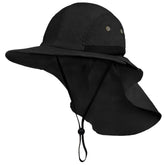 SUN CUBE Sun Hat wide brim shields face in bright sun.