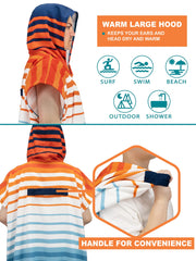 Sun Cube Surf Poncho worn as a wearable changing robe at the beach