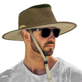 SUN CUBE wide-brim olive-green hat shields face and neck