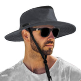 SUN CUBE wide brim sun hat provides shade for face and neck during outdoor days.