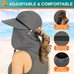 SUN CUBE women's sun hat with a wide brim for shade.