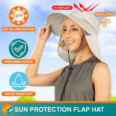 SUN CUBE hat with neck flap provides extra coverage for long outdoor days.