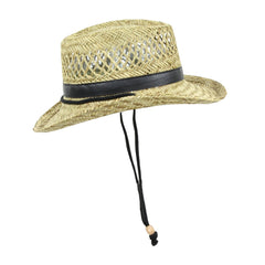 Sun and Fun gambler hat with adjustable chin strap.