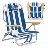 SUN NINJA Beach Chair in navy stripes ready for effortless beach lounging