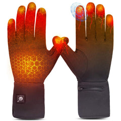 Sun Will heated glove liners front view showing slim, flexible design for all-day warmth.
