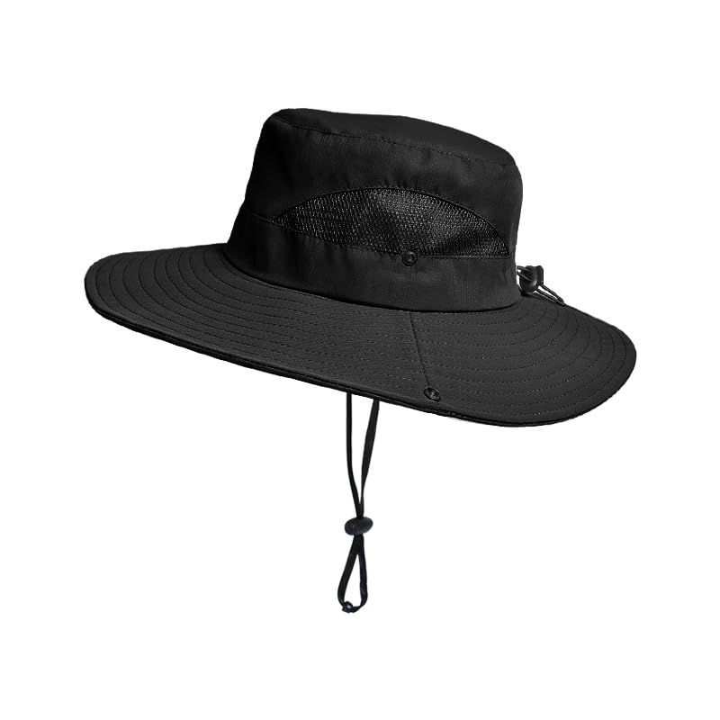 Sun Hat Black UPF 50+ Wide Brim - Outdoor Hiking Hat