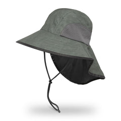 Sunday Afternoons Adventure Hat front view on olive terrain provides UPF 50+ sun protection for hiking