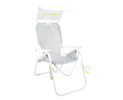 SUNFLOW Tall Sand Dune Chair beach-scene with shade for sun protection.