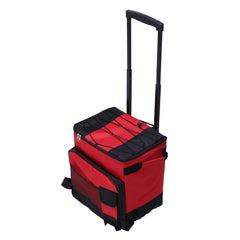 Sunisfa Rolling Cooler 43L side view in red for easy transport.