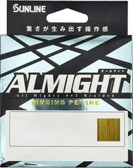Sunline Almight olive-camo 11lb 165yd braided sinking line for precise lure control.