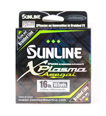 Sunline Asegai 16lb 165yd dark green spool shows tight weave for abrasion resistance.