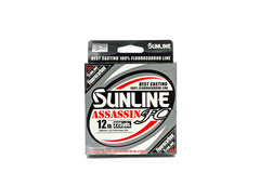 Sunline Assassin FC fishing line, 12 lb, 225 yd, clear; nearly invisible underwater for stealthy casts