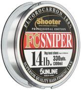 Sunline Fluorocarbon Line Shooter Sniper on reel in natural clear for stealthy casting.