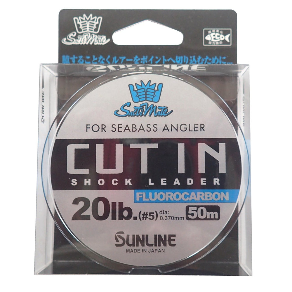 Sunline Saltimate fluorocarbon leader spool in clear 50m for tough rockfishing