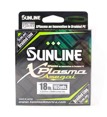 Sunline Xplasma Asegai 18lb 165yd light green fishing line close-up showing smooth texture for long casts