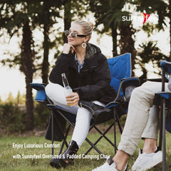 SunnyFeel packed chair in carry bag in blue for compact travel