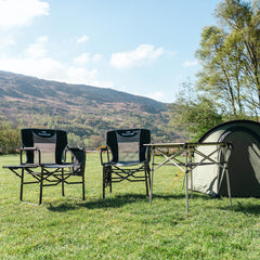 SunnyFeel camping directors chair with side table and cup holders for hands-free convenience