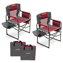 SunnyFeel Camping Directors Chair with side table for beverages, ideal for outdoor use
