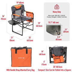 SunnyFeel director chair with multiple pockets for keys, magazines, and phone storage.