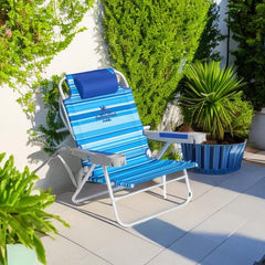 SunnyFeel beach chair in side recline position for relaxed coastal outings