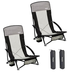 SunnyFeel folding beach chair black backrest offers comfortable support for long seaside sessions