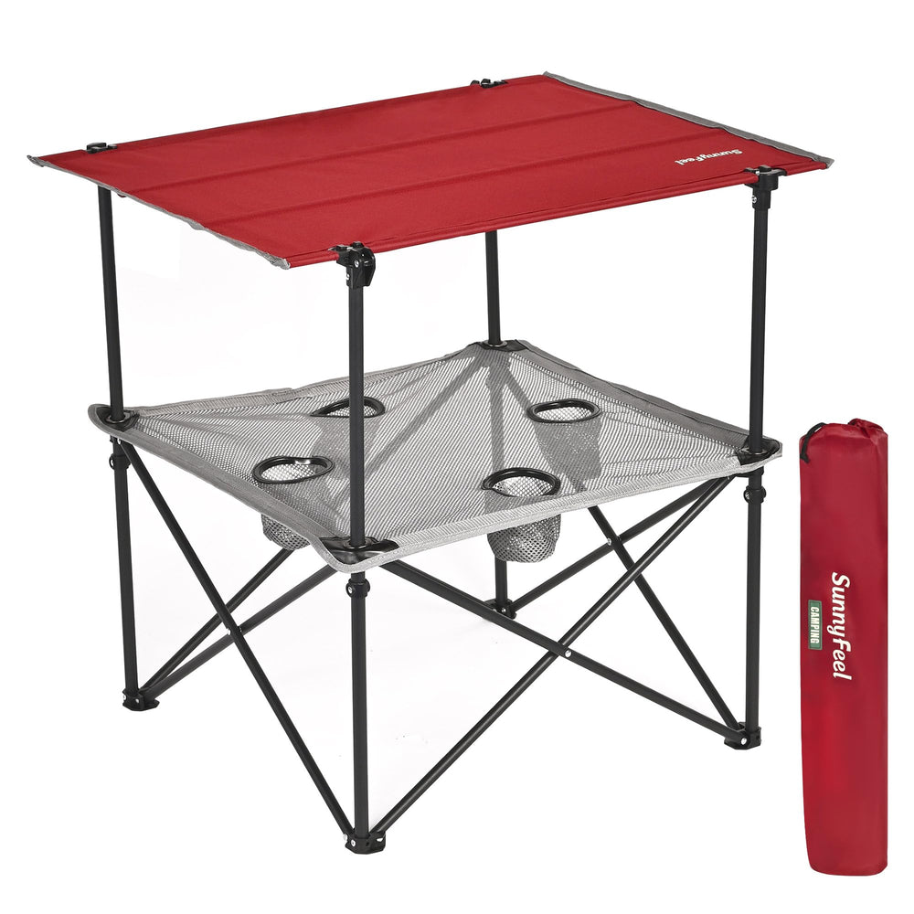Sunnyfeel folding camping table in carry bag enables easy transport and quick setup.