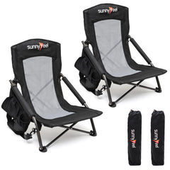 SunnyFeel folding low camping chair assembly for quick outdoor setup