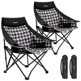SunnyFeel heavy-duty camping chair with side table offers convenient storage and drink access.