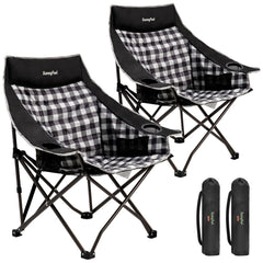 SunnyFeel heavy-duty camping chair with side table offers convenient storage and drink access.