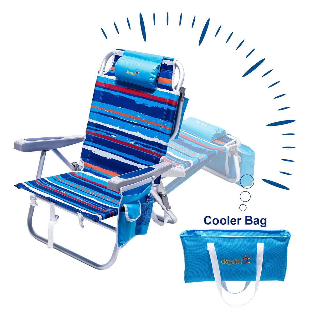 SunnyFeel Low Beach Chair folded compactly for easy portability on trips.