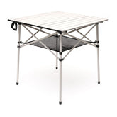 SunnyFeel outdoor folding table top rolled for compact storage, ideal for travel