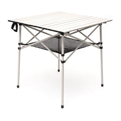 SunnyFeel outdoor folding table top rolled for compact storage, ideal for travel