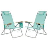 SUNNYFEEL tall beach chair green front view shows lightweight frame for easy transport.