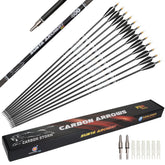 SUNYA archery arrows 12pc set with carbon shafts for stable, accurate practice.