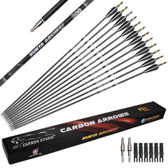 SUNYA arrows 12-pack with 30-inch carbon shafts for compound bows