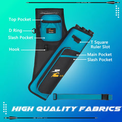 SUNYA Archery Hip Quiver pockets close-up highlights accessory pockets for tools and gloves.