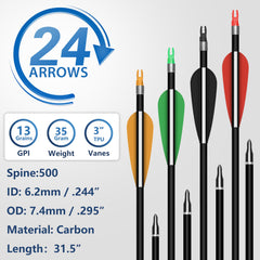 SUNYA Archery removable tips 100-grain included for easy tip swaps