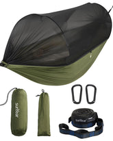Sunyear camping hammock with net spacious-net for undisturbed outdoor sleep.
