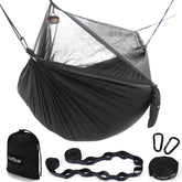 Sunyear hammock netting setup demonstrates quick, tool-free installation for camping trips
