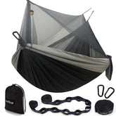 Sunyear hammock netting setup demonstrates quick installation and insect protection.