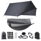 Sunyear hammock with rain fly setup shields against rain and wind