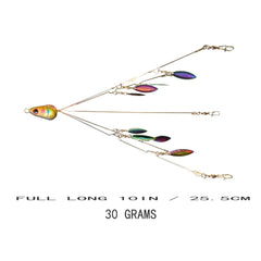 Color-changing blades attract larger bass during day and night fishing.