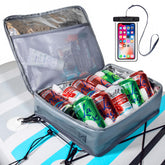 SUP-Now paddleboard cooler with deck bag keeps drinks accessible on board.