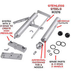 Dual color hand kit with aluminum injector and accessories