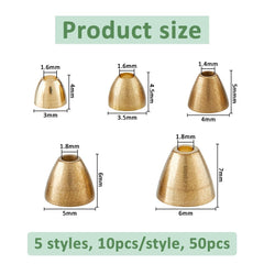SUPERFINDINGS tungsten beads gold cone end 4-5x3-5mm supports precise jig-hook finishes