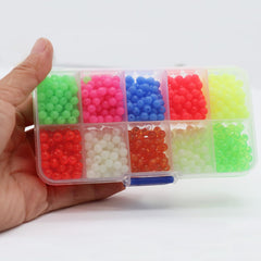 Beads about 5 mm with larger hole for threading fishing line