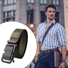 Surakey Tactical Belt iron buckle close-up showing a solid lock for security.