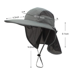 Surblue neck flap hat deters sun exposure during fishing and hiking.