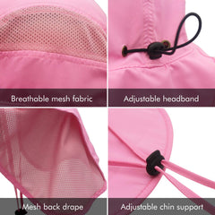 Surblue sun hat mesh panel demonstrates breathable airflow on hot days.