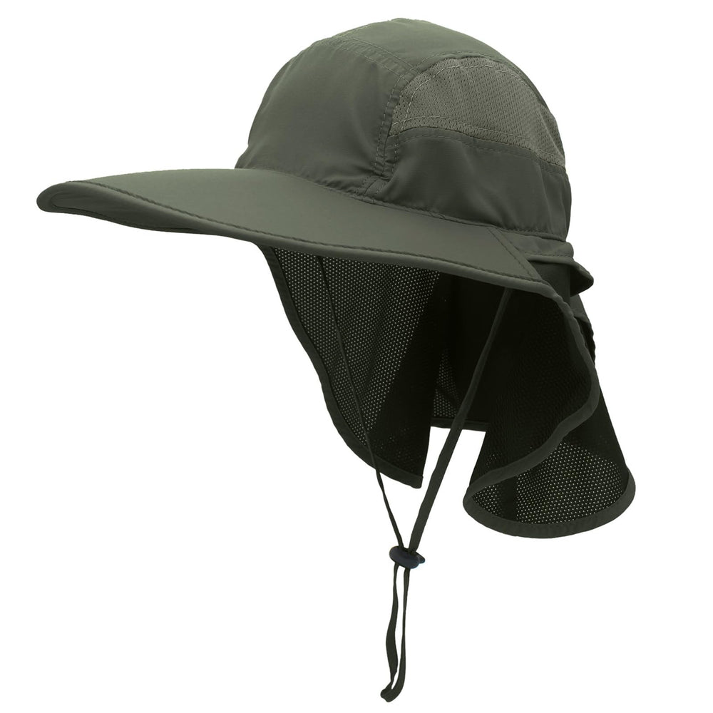 Surblue sun hat with neck flap and wide brim provides UPF50+ sun protection.